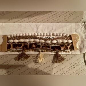 Victoria Emerson White and Brown Layered Bracelet